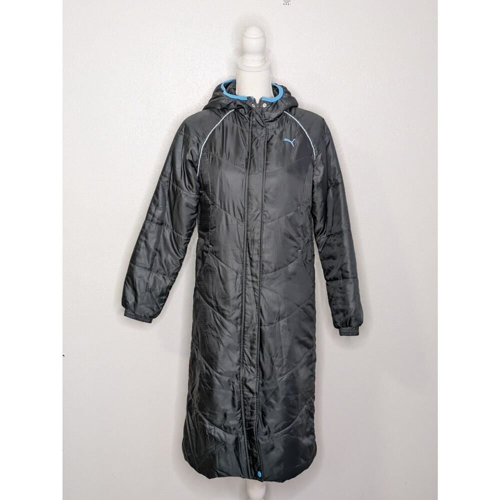 Vtg PUMA Hooded Bench Long Coat Puffer Jacket Womens Small